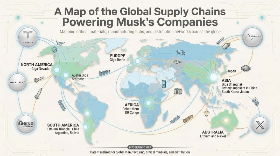 Maps of the Global Supply Chains Powering Musk Companies