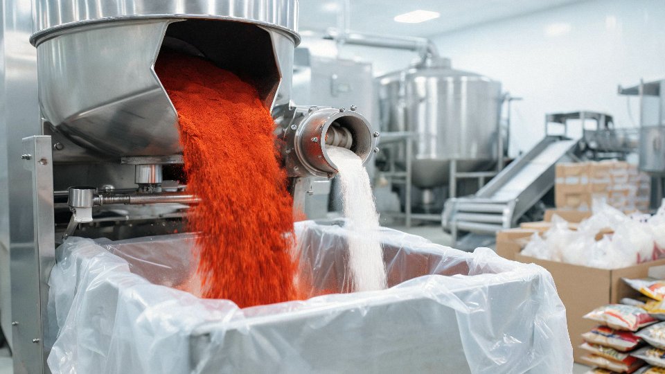 Industrial paprika powder handling with anti-caking control concept