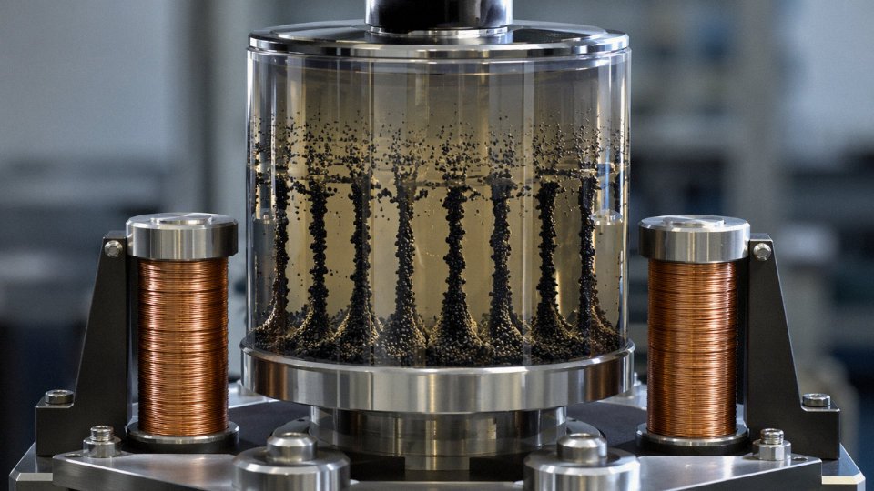 silicone-oil-innovations-guide-05-magnetorheological-silicone-fluid-particle-chain-formation-under-magnetic-field