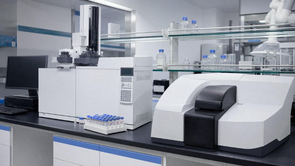 silicone-oil-research-advances-10-faq-pdms-purity-testing-lab-bench-with-gc-headspace-vials-and-dls-instrument
