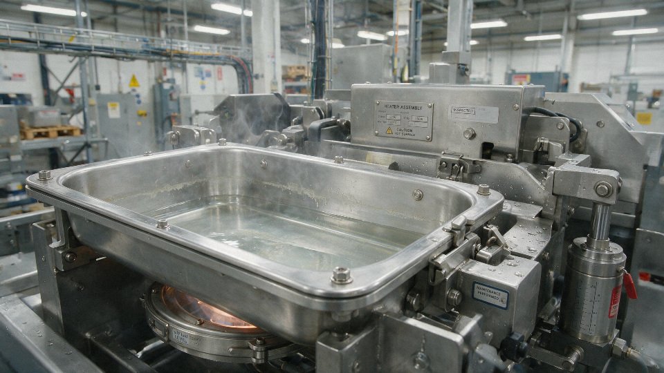 Silicone oil slowly evaporating from heated industrial equipment