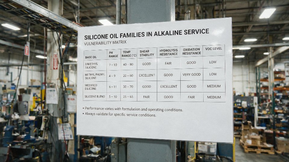 silicone-oil-alkali-reaction-01-vulnerability-matrix-for-silicone-oil-families-in-alkaline-service