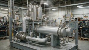 Industrial silicone oil heating system with vapor and monitoring instruments