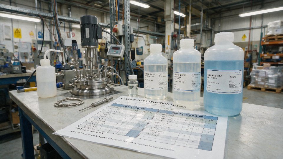 silicone-oil-polymerization-guide-06-silicone-fluid-selection-matrix-for-inert-vs-reactive-chemistry