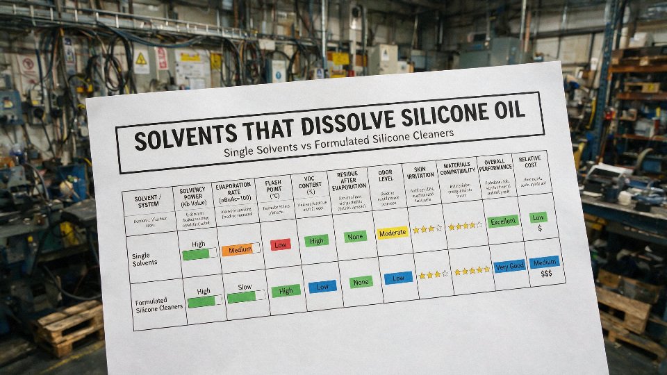 solvents-dissolve-silicone-oil-07-procurement-comparison-table-for-single-solvents-vs-formulated-silicone-cleaners