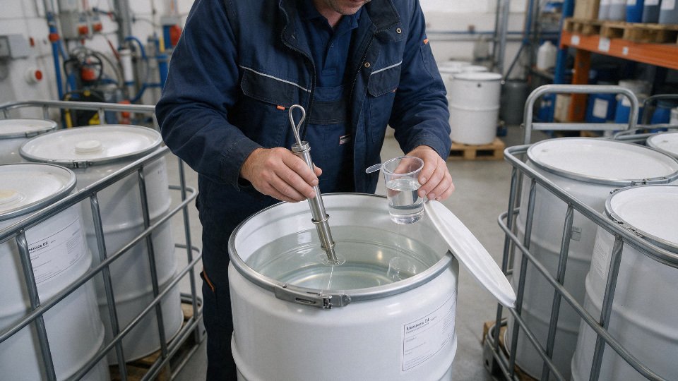 high-purity-silicone-oil-01-opened-drum-sampling-and-storage-checkpoints