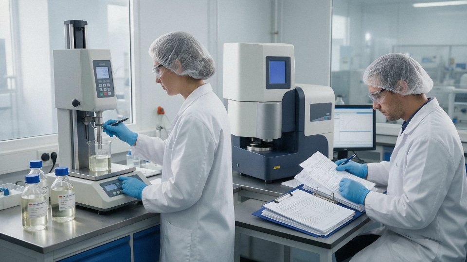 medical-silicone-oil-production-06-quality-lab-release-checks-with-viscosity-particle-and-document-review