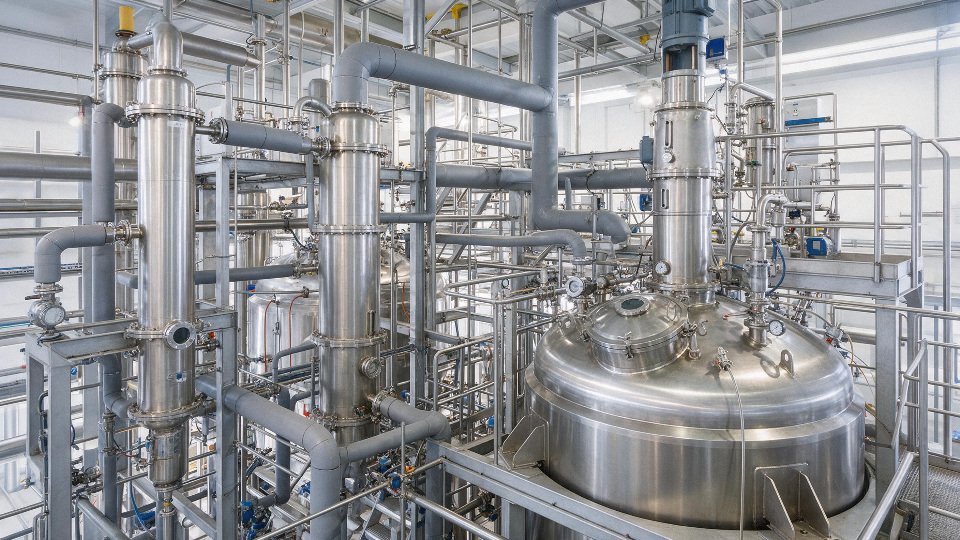 PDMS silicone oil production line with stainless steel reactors and piping