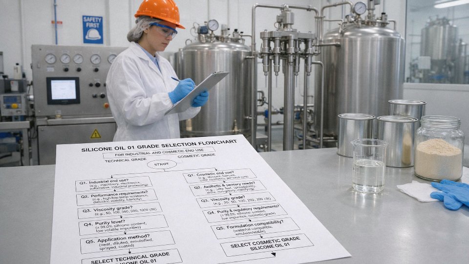 technical-vs-cosmetic-silicone-oil-01-grade-selection-flowchart-for-industrial-and-cosmetic-end-use
