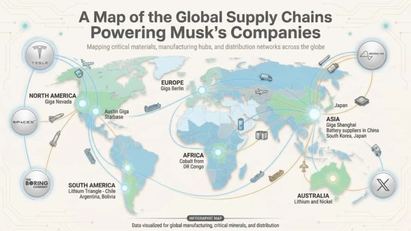 Maps of the Global Supply Chains Powering Musk Companies