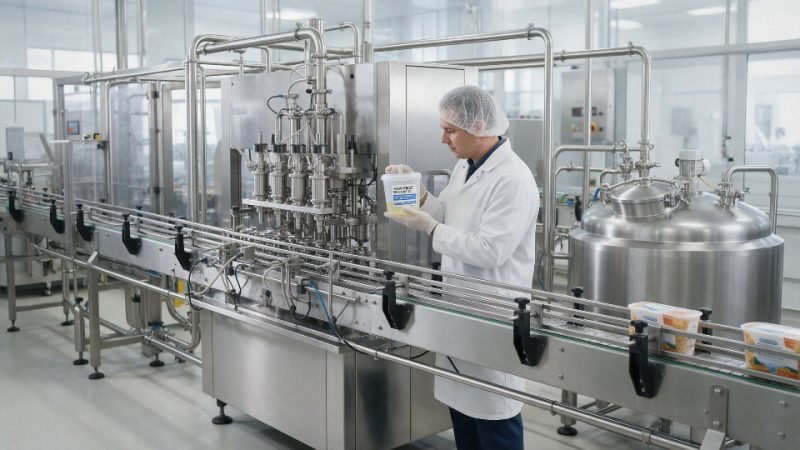 Food processing line using food grade silicone oil for controlled lubrication and release