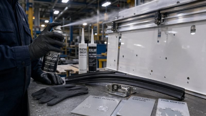 Silicone spray contamination risk near painted industrial parts